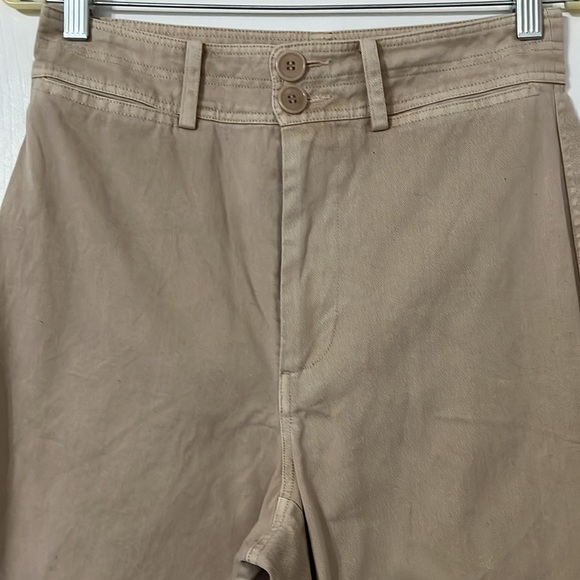 Apiece Apart Mari Barrel Cotton Wide Leg Pants Tan Sand Neutral Size 6 - Picture 5 of 11
